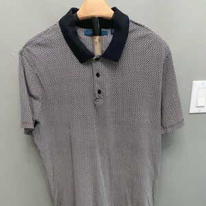 Perry Ellis Black and Gray‎ Patterned Polo Shirt